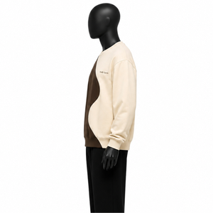 Sweat-shirt surdimensionné avec logo personnalisé, streetwear pour homme, sweat-shirt en molleton bicolore, col rond en coton épais, sweat-shirts unisexes - Product Image 2