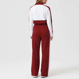 Chándal Deportivo para Mujer, Color Rojo y Blanco, Cuello Alto, Manga Larga, Cintura Elástica, Corte Regular, Otoño, 100% Poliéster - Product Image 1