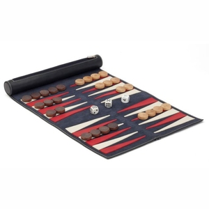Ensemble de jeu de backgammon portable en cuir enroulable en gros, plateau de backgammon de voyage en daim avec poche à dés, ensemble de backgammon personnalisé - Product Image 5