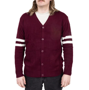 Suéter cárdigan unisex personalizado de punto con letras bordadas en el pecho, suéter de invierno para hombre, cárdigan de punto de algodón mezclado. - Product Image 1