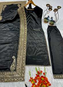 Costume Salwar en crêpe de soie brodé par des designers, avec dupatta, prêt à porter, style pakistanais, costume ethnique - Product Image 5