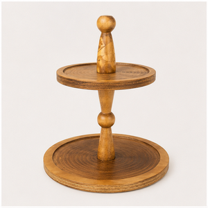Handcrafted 2-<b>Tier</b> Wooden <b>Cake</b> Stand Eco-Friendly Solid Wood Cupcake Display Tower for Wedding Party Decorations Lowest Price - Product Image 4