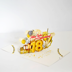3D Pop-Up Birthday Card With Gold 70 Number <b>Balloons</b> Gifts Champagne Glasses Alles Gute Zum Geburtstag - Product Image 5
