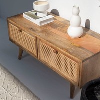 Meuble en bois avec tiroirs Vandana Zenova Ultra Rattan pour salon moderne et décoration contemporaine