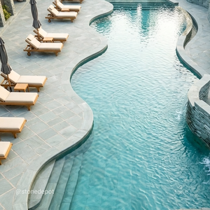 Baldosas Exteriores de Piedra Verde Natural Premium de Bali, Indonesia, para Piscinas, 200x200mm 300x300mm 10mm, Antideslizantes, Modernas - Product Image 5