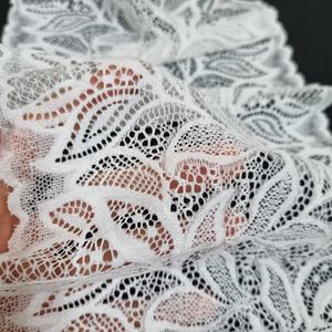 Encaje Elástico Festoneado con Diseño de Hojas, 20cm de Ancho, Tela Ligera de Spandex/Nylon para Lencería, Vestidos y Novias - Product Image 5