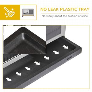 Gabbia Rialzata in Legno per Conigli e Porcellini d'India da Interno, con Vassoio Anti-Perdita e Ruote, Cuccia Durevole per Animali Domestici, Grigia - Product Image 6