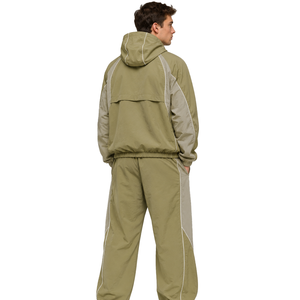 Contrast Panel Unisex Windbreaker <b>Tracksuit</b> Waterproof Custom Logo Print Color Block <b>Retro</b> Nylon Sportswear Wholesale Supplier - Product Image 3