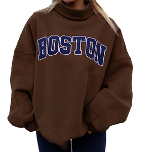 Sweat-shirt à col montant Layer Ready, coupe oversize, en molleton de coton, chaud, pour l'hiver, style streetwear décontracté, pour le quotidien - Product Image 1