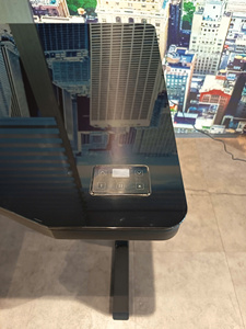 Modern Electric Adjustable Height <b>Desk</b> with Tempered Glass Top LED Lights USB Type-C <b>Standing</b> <b>Desk</b> - Product Image 5