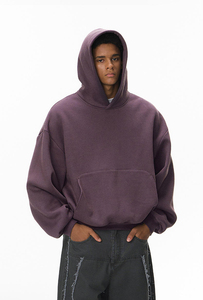 Sweat-shirt à capuche gris surdimensionné personnalisé brodé, en molleton épais, à épaules tombantes, manches longues, style streetwear décontracté, 100% coton - Product Image 4