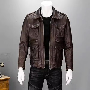 Fine Quality New Arrival Soft Touch Cowhide Leather Fashion Custom Jacket for <b>Men</b> Male Slim Fit Biker Motorcycle jacket for <b>men</b> - Product Image 2
