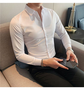 Camisas de Manga Larga para Hombre, Transpirables, Corte Ajustado, Suaves, Ligeras, Estilo Casual de Negocios, Ropa de Calle de Lujo - Product Image 6
