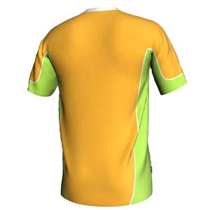 Maillot de football unisexe à col montant, bretelles réglables, broderie 3D, nom d'équipe personnalisé, coloris contrastés jaune-vert, manches courtes, anti-humidité - Product Image 3