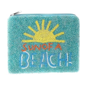 Sunofa <b>Beach</b> Customized Seed Beaded Coin Pouch Wallet Beautiful Coin Purse with Fashionable <b>Accessory</b> Features - Product Image 1