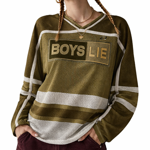 Camiseta Deportiva Informal de Fútbol Americano para Mujer, de Manga Larga, Holgada, Transpirable, Estilo Urbano, Fabricante de Ropa Personalizada - Product Image 6