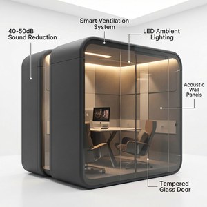 Bâtiment de bureau préfabriqué, atelier, cabine privée insonorisée <span class=keywords><strong>en</strong></span> structure acier pour intérieur, portable, écologique, durable et ignifuge - Product Image 3