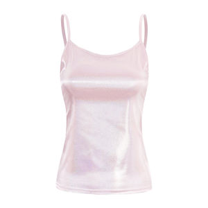 Top Corto de Tirantes Finos con Escote en V para Mujer, Satinado Metálico Brillante, Sexy, para Club, sin Mangas, Estilo Camisola, para Hip Hop y Pole Dance - Product Image 2