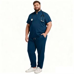 Ensemble de blouses médicales unisexe grande taille extensibles avec fermeture éclair en polyester tissé - Product Image 5