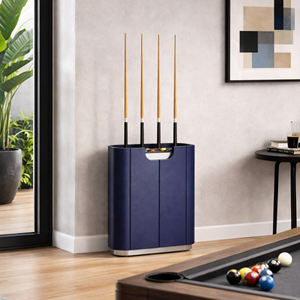 Soporte para tacos de billar de madera y cuero Blue Ember, accesorio de billar de lujo, calidad premium para mesa de billar con embalaje personalizado. - Product Image 2