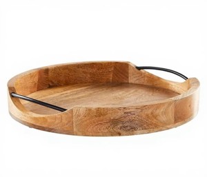 Plateau de service en bois pour la maison et la cuisine, plateau décoratif pour servir des collations, des fruits et du thé sur la table à manger - Product Image 3