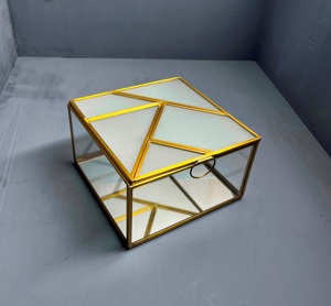 ARTISAN DESIGN Luxury Brass Glass Mirror Jewelry <b>Box</b> Storage Decorative <b>Trinket</b> Organizer Wedding Gift <b>Box</b> for Rings & Necklaces - Product Image 4