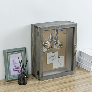 Mygift Hàng Đầu Lựa Chọn Cổ Điển Màu Xám 11X14 Gỗ Bóng Hộp Khung Với Nút Chai Hội Đồng Quản Trị & Rõ Ràng Acrylic Cửa - Product Image 6