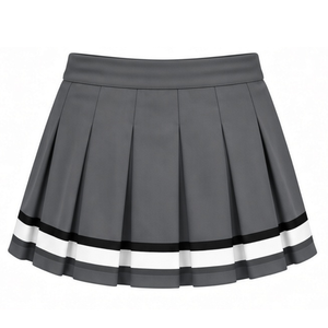 Ensemble uniforme de cheerleading imprimé gris-orange, haut à manches courtes et jupe plissée, tenue de sport athlétique pour entraînement et performance - Product Image 4
