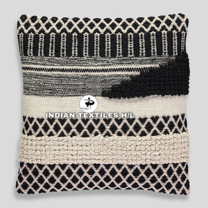 Tufted Boho Cushion Cover By Indian Textiles H/L Handwoven Decorative <b>Throw</b> <b>Pillow</b> Luxury Boho <b>Pillow</b> Cover - Product Image 6