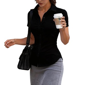Camisa Formal de Manga Corta 100% Algodón para Mujer – Estilo Elegante y Comodidad Profesional, Camisa de Oficina para Mujer, Camisa Formal BD - Product Image 1
