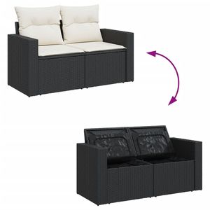 Ensemble de canapés de jardin modulaires en rotin PE noir, 8 pièces, meubles de jardin élégants et durables - Product Image 3