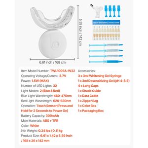 Kit Sbiancante per Denti con Luce LED, 32 Luci Acceleratrici, Gel Sbiancante in Siringa, Gel Desensibilizzante, Vassoio a U - Product Image 4