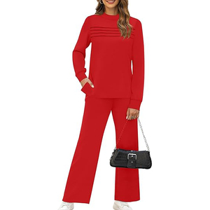 Ensemble de survêtement 2 pièces en molleton de coton épais pour femme – Hoodie oversize et pantalon de jogging décontracté, coupe ample, imperméable et écologique - Product Image 1