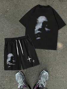 Ensemble de survêtement pour homme, t-shirt et short d'été légers en tissu tissé, vêtements de sport deux pièces, anti-UV, séchage rapide - Product Image 1