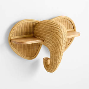 Estante de pared de ratán con forma de elefante, estante de exhibición de animales, estante de almacenamiento tejido a mano, organizador de pared único para el espacio de los niños - Product Image 2