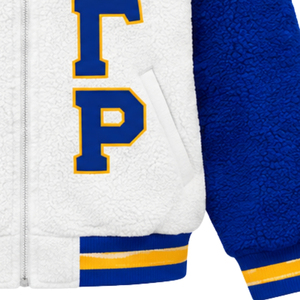 เสื้อโค้ทบอมเบอร์แบบกลับด้านได้สำหรับผู้หญิง Custom Sigma Gamma Rho ผ้าเชอร์ปา อุ่นสบาย ขนฟูสองด้าน เสื้อคลุมสำหรับชมรมนักศึกษากรีก รับผลิตแบบ OEM ODM - Product Image 6