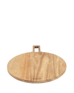 Planche à découper en bois d'acacia, grande, ronde, avec poignée, épaisse, durable, sûre pour les couteaux, idéale pour couper, servir et une utilisation moderne en cuisine - Product Image 3