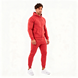 Modern Minimalist Plain Heavyweight Sweat Set <b>Men</b> Deep Front <b>Pouch</b> Pocket Elastic Ankle Cuffs Two Pieces Box - Product Image 3