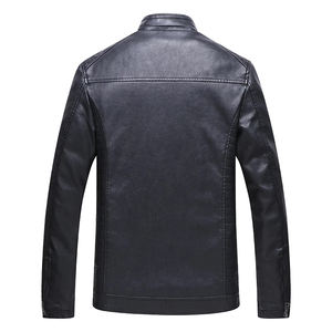 Veste en cuir imperméable pour homme sur mesure, design de qualité, cuir embossé noir, veste zippée, laine avec poches latérales - Product Image 2