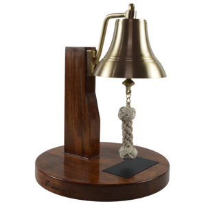 Cloche à main en laiton, design moderne argenté, finition polie brillante, idéale pour la décoration de table de bureau intérieure, cadeaux de Noël - Product Image 5