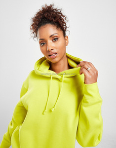 Sweat-shirt à capuche surdimensionné pour femme, jaune fluo, manches longues, couleur unie, en molleton de coton, pour l'automne - Product Image 4