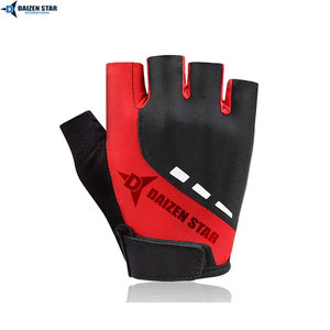 Daizen Star Half Finger Gloves Red Black PU Wrist Length Durable Cycling Sports Glove - Product Image 2