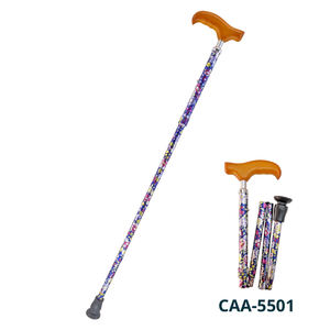 Canne pliante classique légère en aluminium avec hauteur réglable (74.5-86.5cm) Capacité de charge de 110kg Poignée en bois - Product Image 2