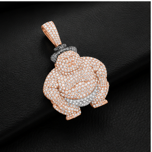 Pendentifs et breloques personnalisés Hip Hop en argent 925 plaqué or rose, motif lutteur de sumo, sertis de diamants de laboratoire, pour fêtes - Product Image 4