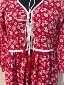 Robe longue décontractée indienne à col en V et manches longues, motif floral, 100 % coton, imprimée à la main, style maxi, collection 2026, vente chaude - Product Image 5