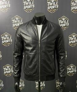 Men's Brown Genuine Leather Moto <b>Jacket</b> Stand Collar Zipper Closure Regular Fit Autumn Style - Product Image 2