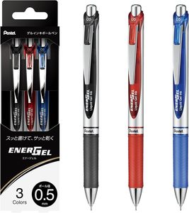 Juego de Bolígrafos de Gel Pentel EnerGel de 0.5 mm, 3 Colores - Tinta de Secado Rápido y Suave, Calidad Japonesa, Bolígrafo de Oficina BLN75 - Product Image 1