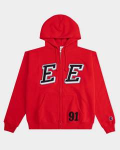 เสื้อฮู้ดซิปผู้ชายสีน้ำเงินกรมท่า ปักลายตัวอักษร E ทรงปกติ สไตล์พรีปปี้ ผ้าฝ้าย 100% เฟรนช์เทอร์รี่ - Product Image 6