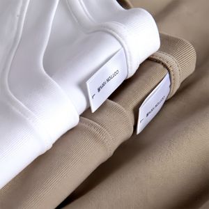 T-shirt à manches courtes pour homme, beige, col rond, coupe classique, couleur unie, tricoté, 100% coton, style décontracté - Product Image 5