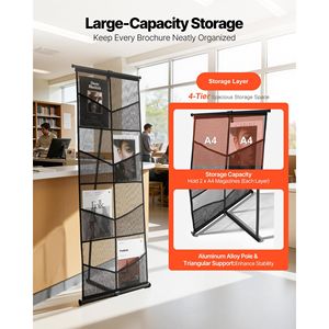 Espositore a 4 livelli in rete per brochure con 8 tasche e spessore di 3 mm - Porta riviste e cataloghi da terra - Product Image 3